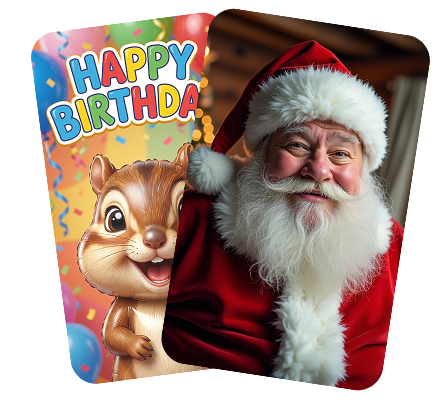 Christmas and Birthday AI card with personalized digital greetings